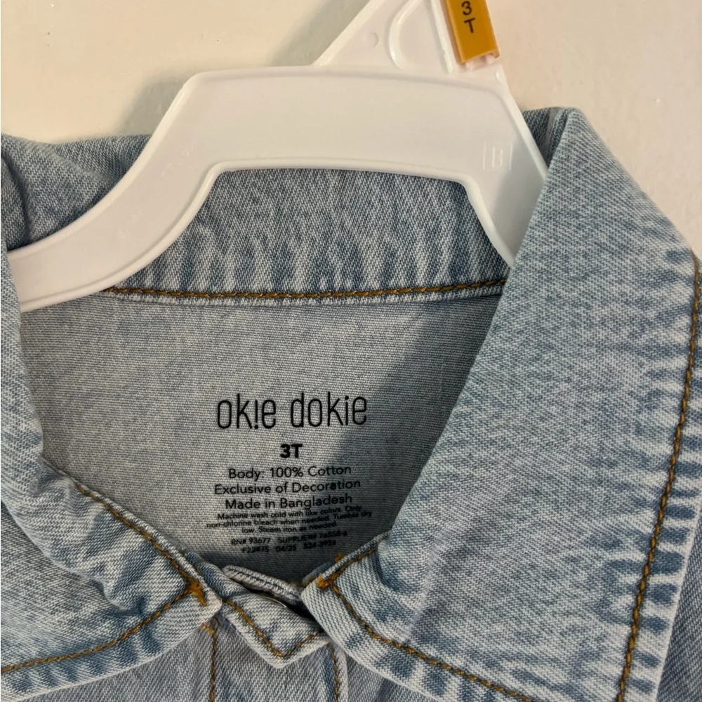 Okie Dokie Light Blue Jean Jacket with Floral Embroidery